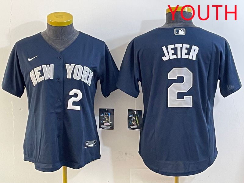 Youth New York Yankees 2 Jeter Blue Game 2025 Nike MLB Jersey style 2